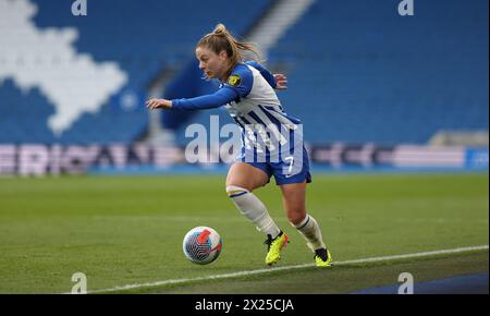 Brighton, UK 19th April, 2024 :  Brighton's Veatriki Sarri during the Women’s Super League match between Brighton & Hove `Albion and Everton at the American Express Stadium. Credit: James Boardman/Alamy Live News Stock Photo